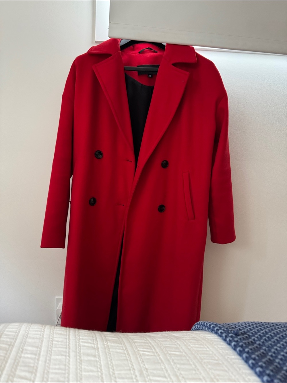 Vero Moda Women's Red Double-Breasted Pea Coat (oversized, fits M and L as well)